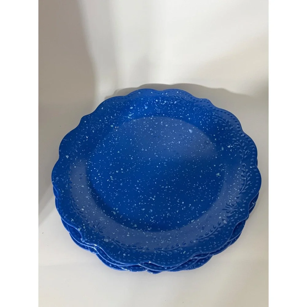 Pioneer Woman Juliette Cobalt Blue Melamine Dinner Plates Set of 4 10.7